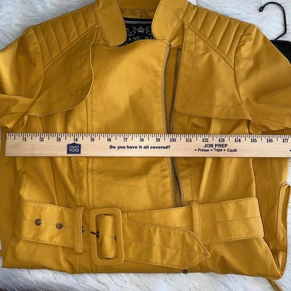 Blanc Noir Multi Zippered Pockets Belted Trench Coat Womens Cotton Blends SZ S - Picture 13 of 14